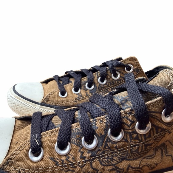 Chuck Taylor Converse Dragon Low Top Sneaker Brown With Black Laces M6W8 - Picture 2 of 11